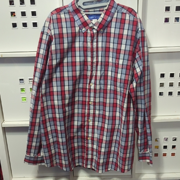 Izod Other - Simply Styled Red and Blue Plaid Casual Shirt